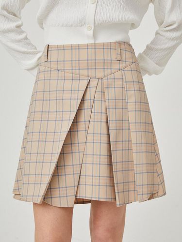 Unbalanced checkered skirt (beige)_L4A1-SK01C - LIKK - Modalova