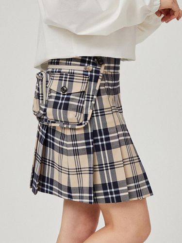 Bag set checkered pleated skirt (beige)_L4A1-SK02C - LIKK - Modalova