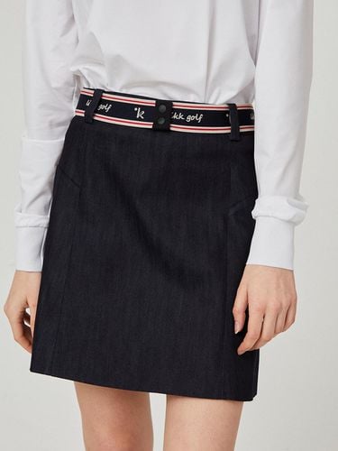 Back Point Belted Skirt (Black Denim)_L4A1 - SK03C - LIKK - Modalova