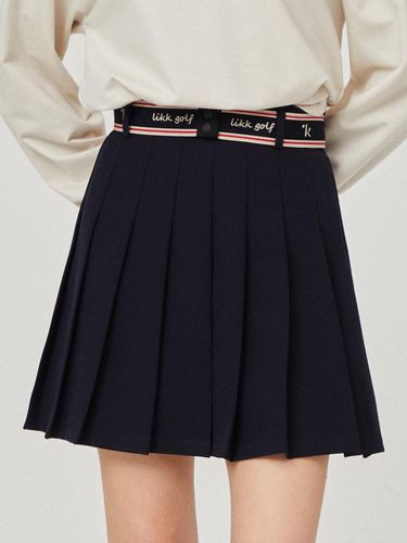 Belted Single Pleated Skirt (Navy)_L4A1-SK06C - LIKK - Modalova