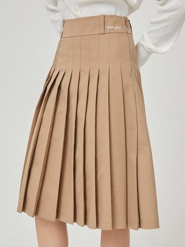 Embroidered Point Pleated Flared Skirt (Beige)_L4A - LIKK - Modalova