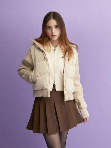 Quilted Knitted High Neck Puffer (BEIGE) - koolkitten - Modalova