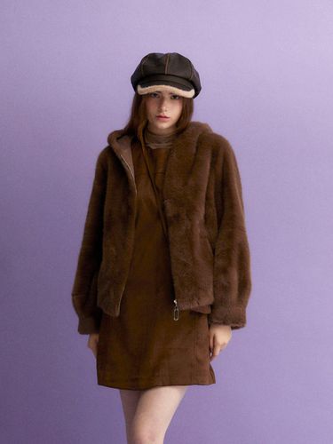 Oversized Fur Hoodie Jacket (BROWN) - koolkitten - Modalova