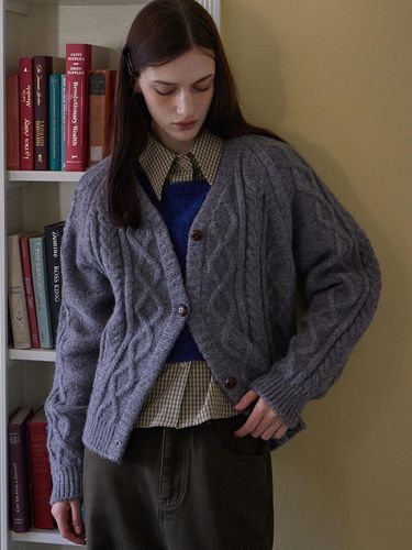 SADIE CABLE V NECK CARDIGAN_2COLORS GRAY - HAINT - Modalova