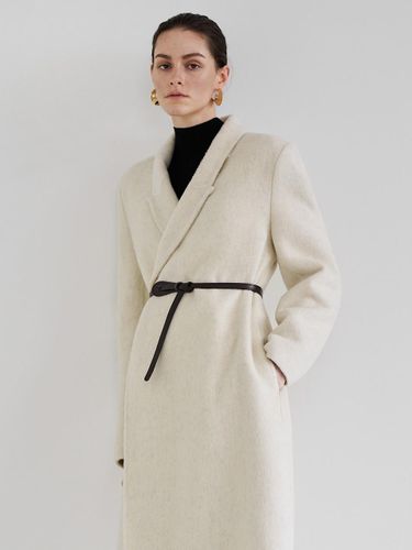 Strap Belt Wool Long Coat - MOONT - Modalova