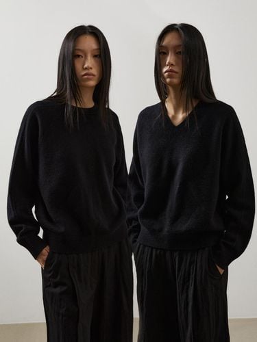 Two-way Neck Whole garment Knitwear top_BLACK - emkm - Modalova