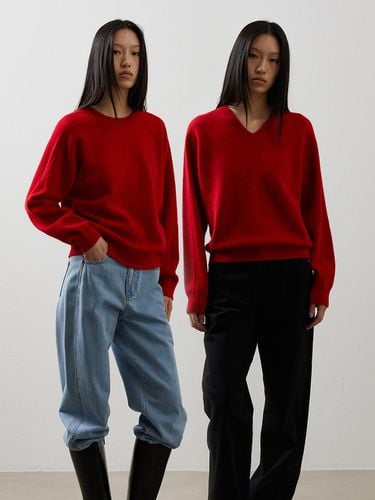 Two-way Neck Whole garment Knitwear top_RED - emkm - Modalova