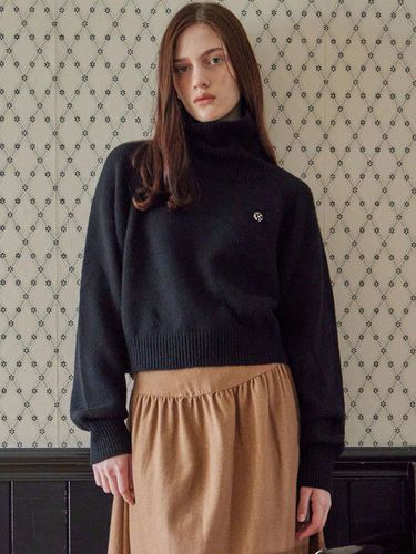 HIGH NECK CROP KNIT_3COLORS_BLACK - HAINT - Modalova