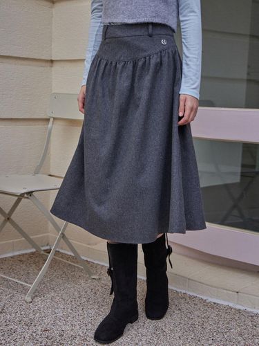 FLAIR SHIRRING MIDI SKIRT_2COLORS_CHARCOAL - HAINT - Modalova