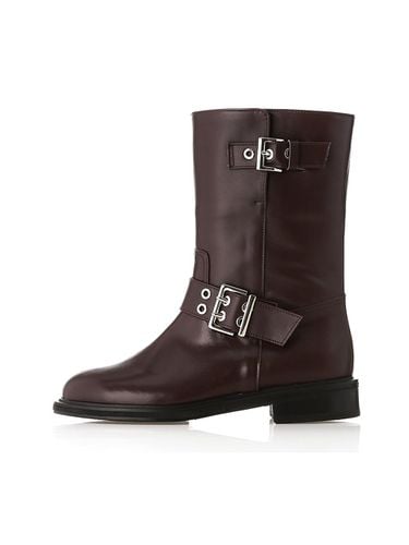 MD1121b Buckle Point Biker Boots_Wine Brown - Meiel Dew - Modalova