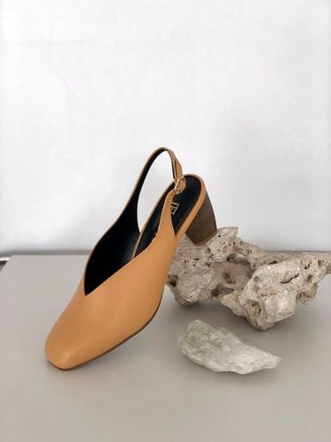 Maryam wood heel slingback yellow - jeu d`art - Modalova