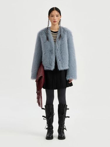 Eco Fake Fur Collarless Jacket ()_LFOAW24400BU - LUCKY CHOUETTE - Modalova