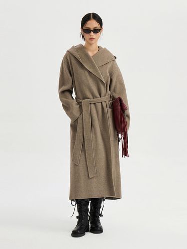 Handmade] Belt Hooded Long Coat (brown)_LFCAW2440 - LUCKY CHOUETTE - Modalova