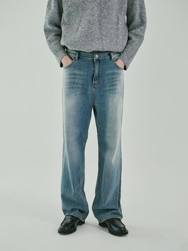 MEN) Washed Straight Denim Pants - PINBLACK - Modalova