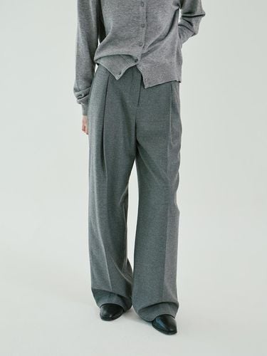 Wool blend buckle wide slacks - PINBLACK - Modalova