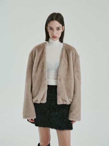 Fur fur collarless jacket - PINBLACK - Modalova