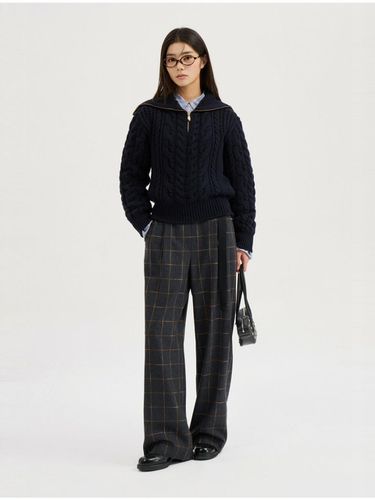 Atelier] Belt Point Check Back Banding Pants (dar - LUCKY CHOUETTE - Modalova