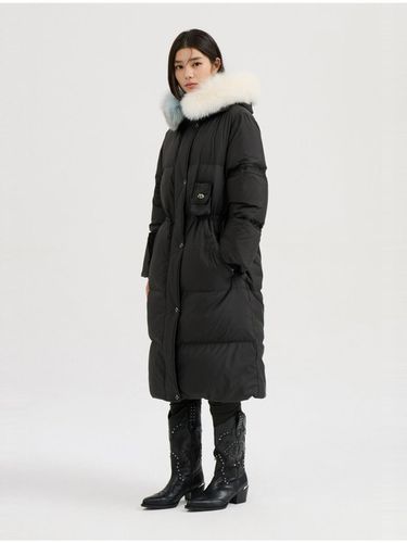 Atelier] Color Block Trimming Long Down Coat (bla - LUCKY CHOUETTE - Modalova