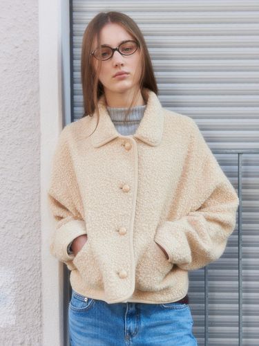 Wool teddy short jacket_ beige - AARAN - Modalova