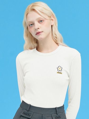 Daisy patch Slim T-shirt white - macky - Modalova