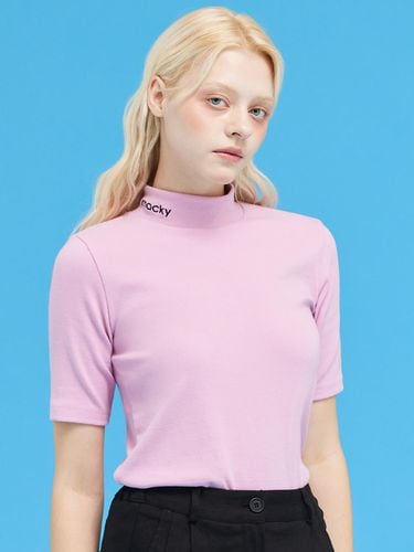 Basic Logo Half Neck T-shirt Pink - macky - Modalova