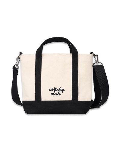 Canvas sporty tote bag white_black - macky - Modalova