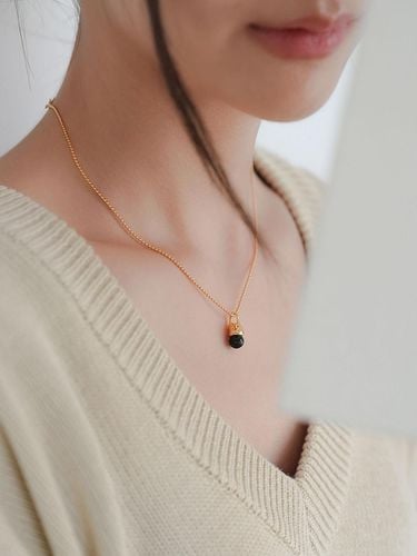 K Goldfield Silver Bookle Bell Onyx Necklace - modernlike - Modalova