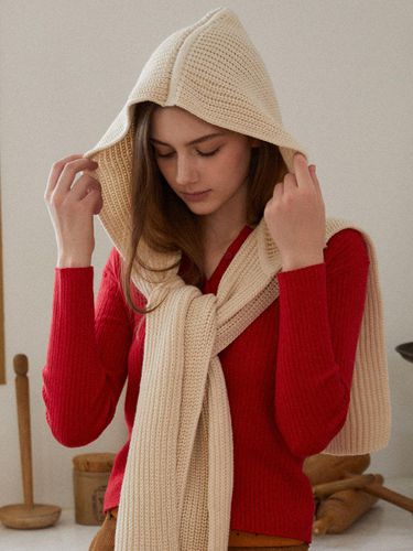 Knit hoodie shawl muffler MF8116 - TATIANA - Modalova