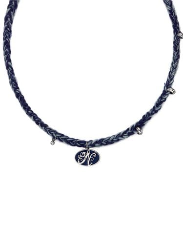 Braided charm necklace - blue - nff - Modalova