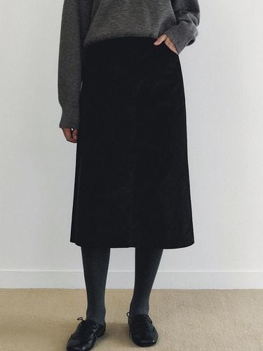 Corduroy H-line midi skirt - black - LOEIL - Modalova