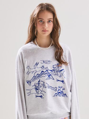 The royal hunting scene sweatshirt_light gray / FW - YUGADANG - Modalova