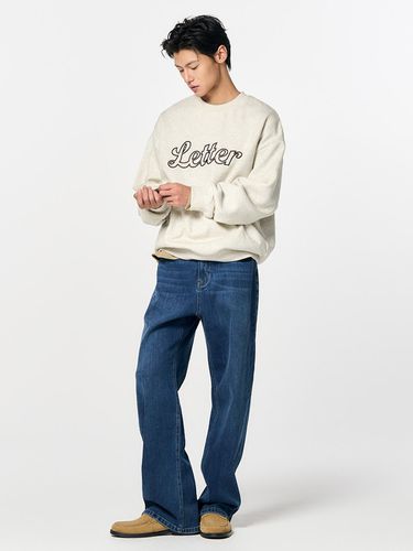 MAN Lettering Fleece-Lined Sweatshirt [OATMEAL] / - GENERAL IDEA - Modalova