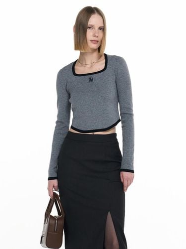 Superfine Wool Color Square Neck Pullover [GREY] / - GENERAL IDEA - Modalova