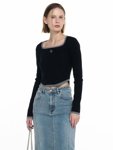 Superfine Wool Color Square Neck Pullover [BLACK] - GENERAL IDEA - Modalova