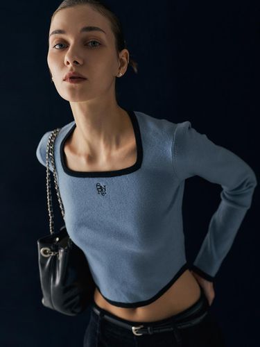 Superfine Wool Color Square Neck Pullover [BLUE] / - GENERAL IDEA - Modalova