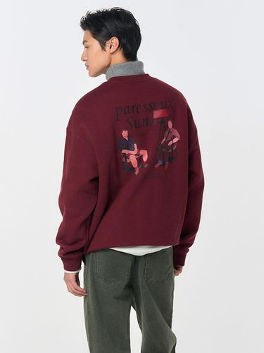 MAN Sunday Oversized-Fit Fleece Sweatshirt [WINE]/ - GENERAL IDEA - Modalova