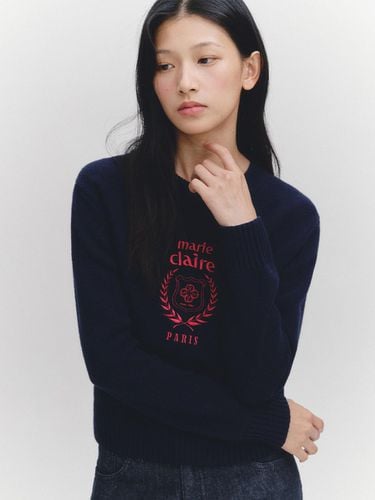 Wool Blend Marie Logo Embroidered Knit Top (MAEDKN - marieclaire - Modalova