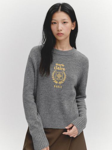 Wool Blend Marie Logo Embroidered Knit Top (MAEDKN - marieclaire - Modalova