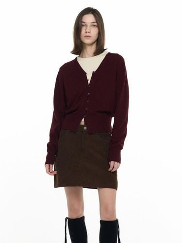 Signature V-neck soft wool cardigan [BURGUNDY] / W - GENERAL IDEA - Modalova