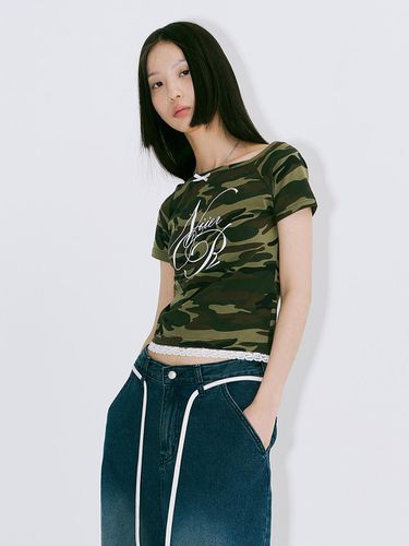 LACE OFF SHOULDER CROP TOP_CAMO - NIIER NOR - Modalova