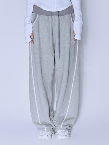 LACE CURVE SWEAT PANTS_MELANGE GREY - NIIER NOR - Modalova