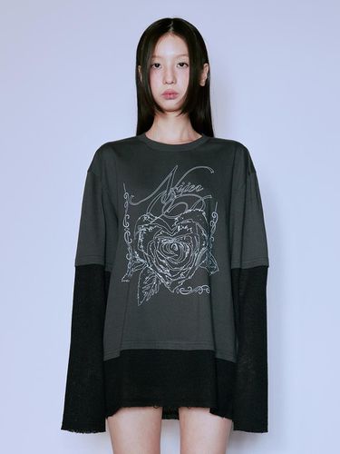 HEART ROSE LAYERED L/S TEE CHARCOAL - NIIER NOR - Modalova