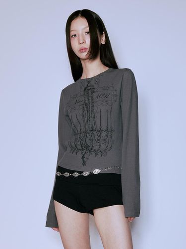 CHANDELIER RIBBED L/S TEE CHARCOAL - NIIER NOR - Modalova