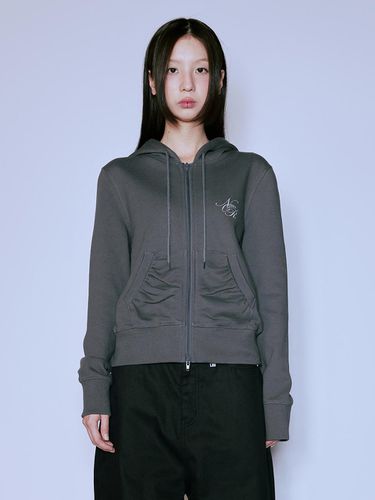 SHIRRING SLIM HOOD ZIP UP_CHARCOAL - NIIER NOR - Modalova