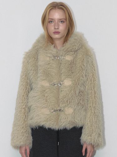 FLUFFY HOOD FUR JACKET (BEIGE) - ASURA - Modalova