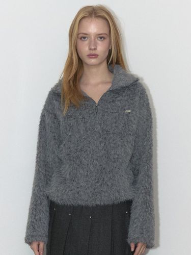 FLUFFY HALF ZIP UP (GREY) - ASURA - Modalova