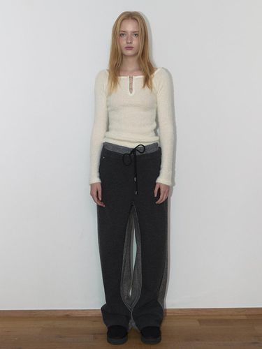 FABRIC MIX WOOL PANTS (GREY) - ASURA - Modalova