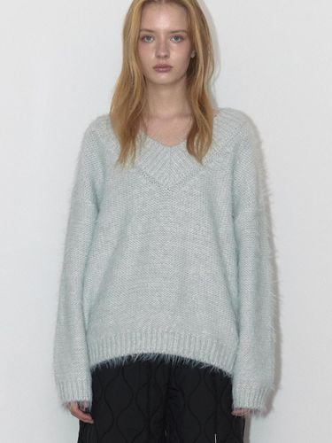 ANGEL V NECK KNIT (LIGHT GREY) - ASURA - Modalova