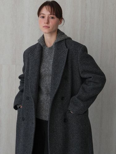 Wool classic doub breasted coat (charcoal) - LE - Modalova