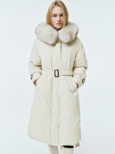 Fur trimming hooded long down (MAEDDW46MIV) - marieclaire - Modalova